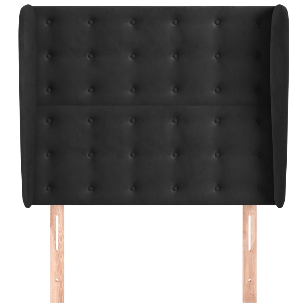 sengegavl med kanter 93x23x118/128 cm fløjl sort