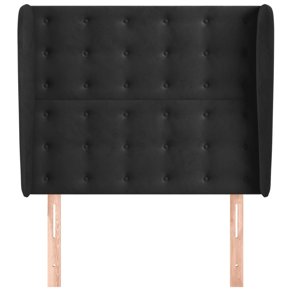 sengegavl med kanter 103x23x118/128 cm fløjl sort