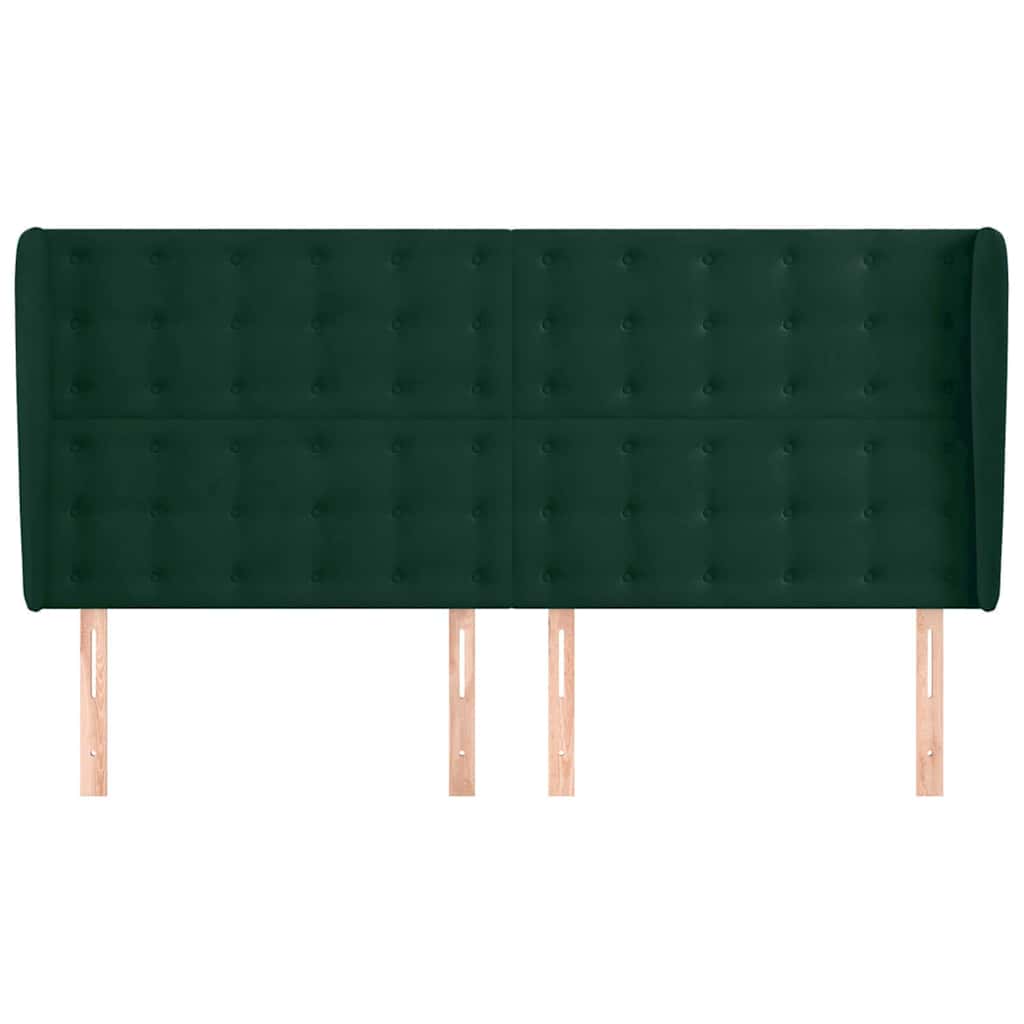 sengegavl med kanter 163x23x118/128 cm fløjl mørkegrøn