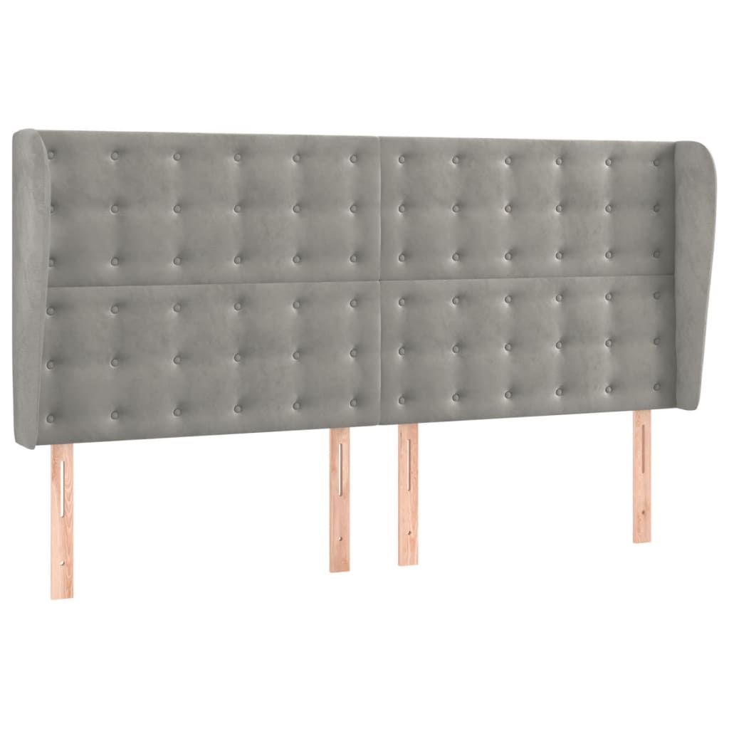 sengegavl med kanter 183x23x118/128 cm fløjl lysegrå