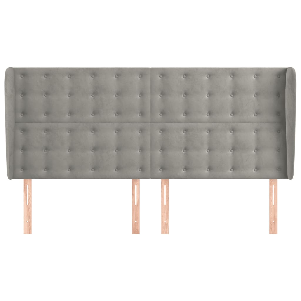 sengegavl med kanter 183x23x118/128 cm fløjl lysegrå