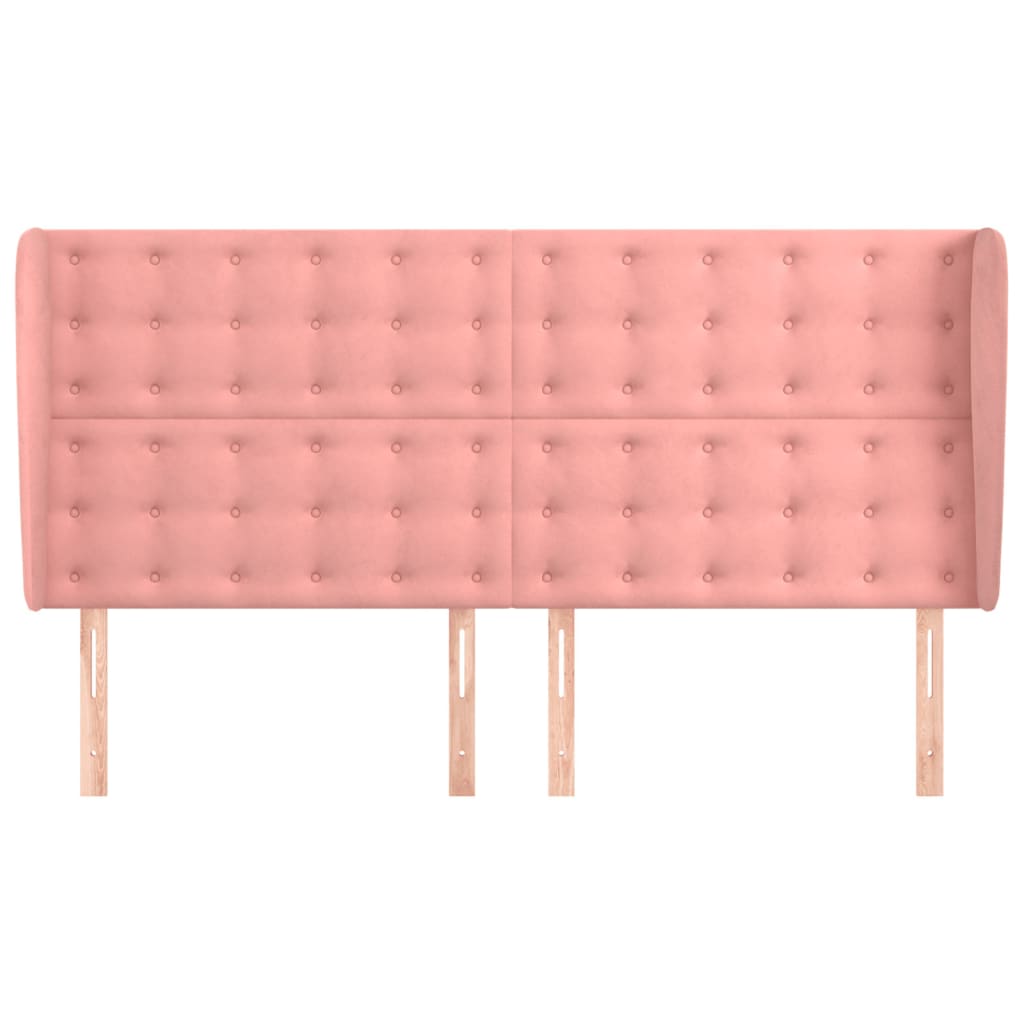 sengegavl med kanter 183x23x118/128 cm fløjl lyserød