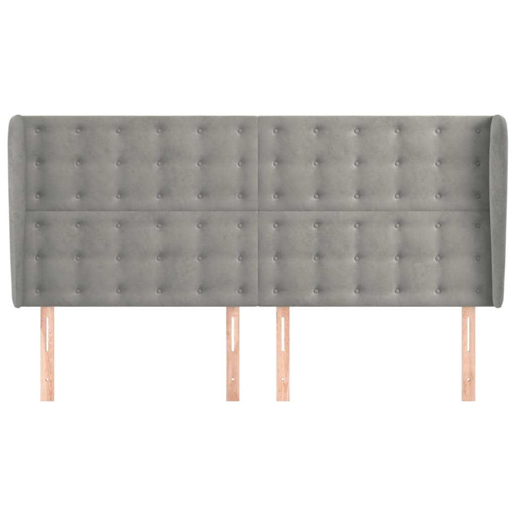 sengegavl med kanter 203x23x118/128 cm fløjl lysegrå