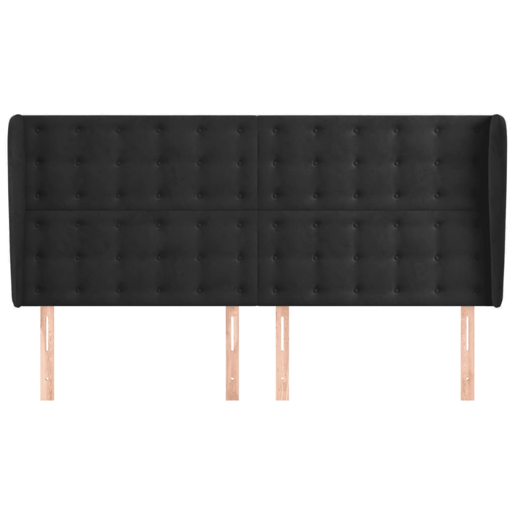 sengegavl med kanter 203x23x118/128 cm fløjl sort