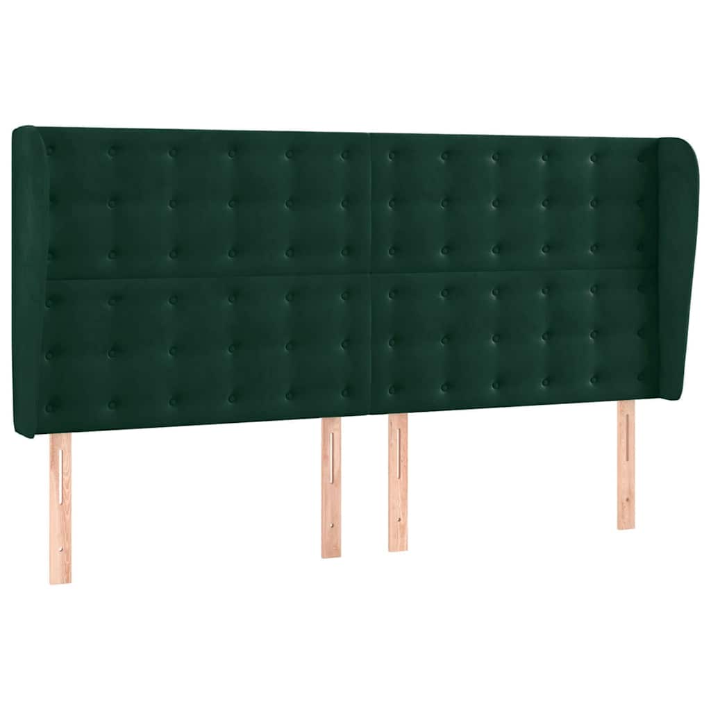 sengegavl med kanter 203x23x118/128 cm fløjl mørkegrøn