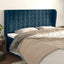 sengegavl med kanter 203x23x118/128 cm fløjl mørkeblå