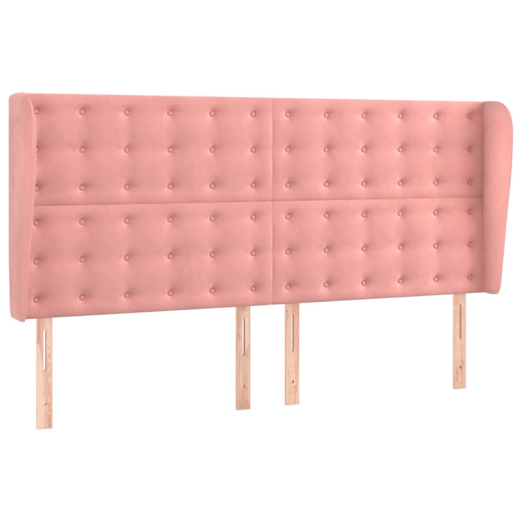 sengegavl med kanter 203x23x118/128 cm fløjl lyserød