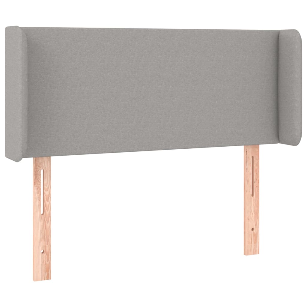 sengegavl med kanter 83x16x78/128 cm stof lysegrå