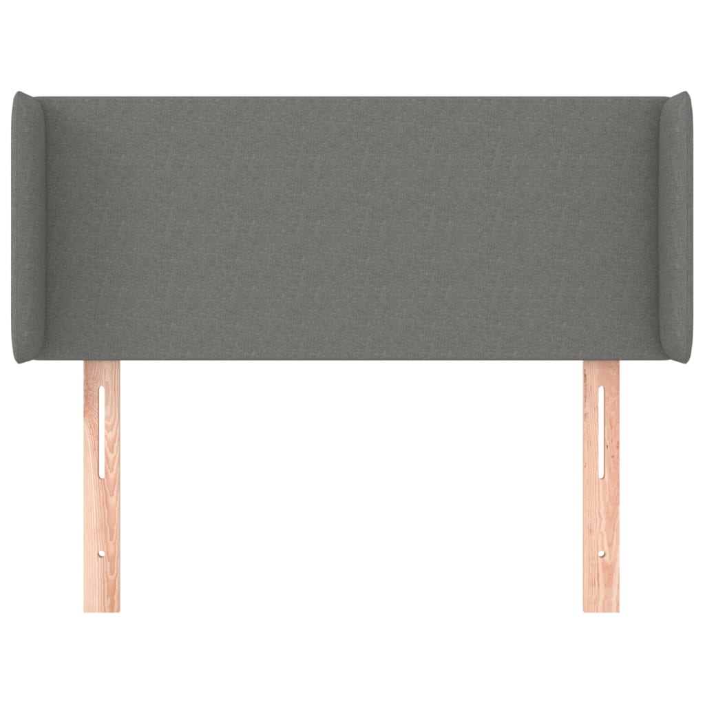 sengegavl med kanter 83x16x78/128 cm stof mørkegrå