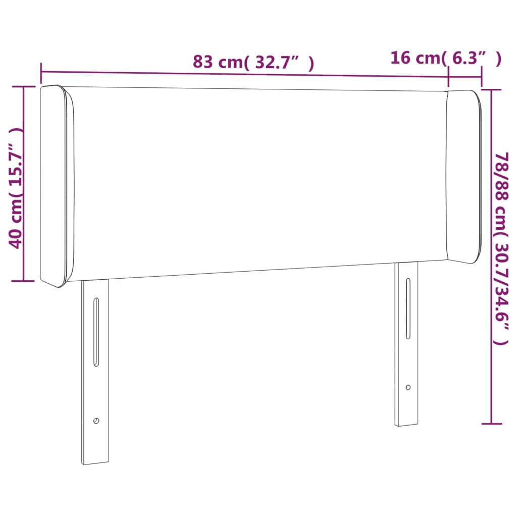 sengegavl med kanter 83x16x78/128 cm stof sort