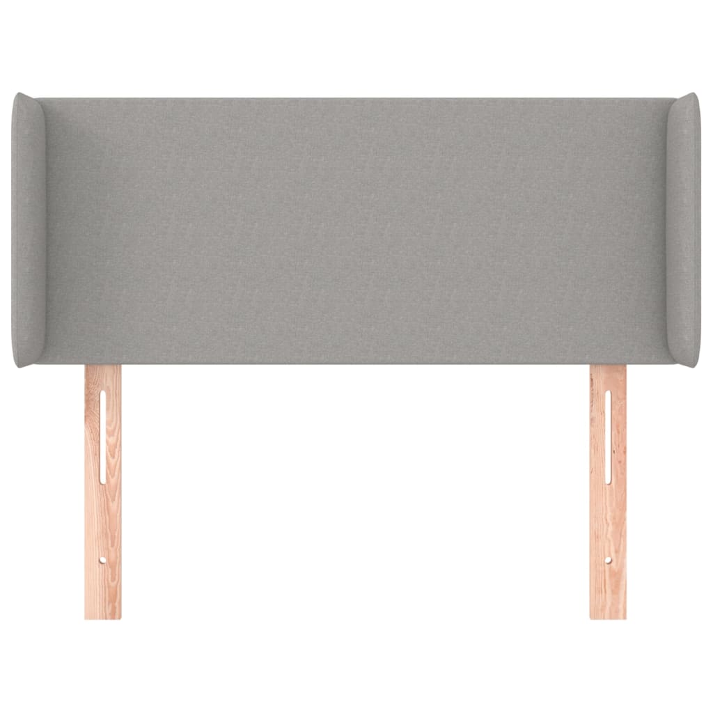 sengegavl med kanter 93x16x78/128 cm stof lysegrå