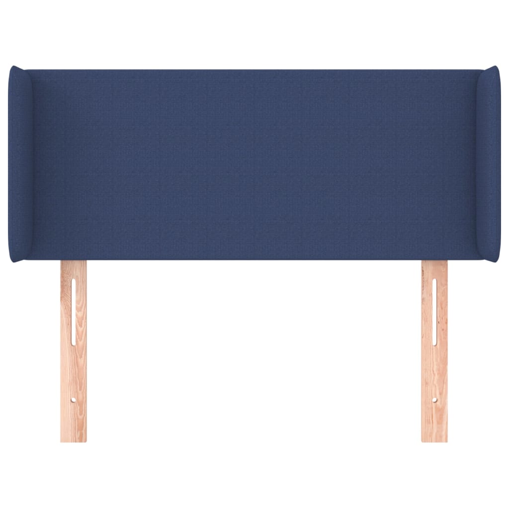 sengegavl med kanter 93x16x78/88 cm stof blå