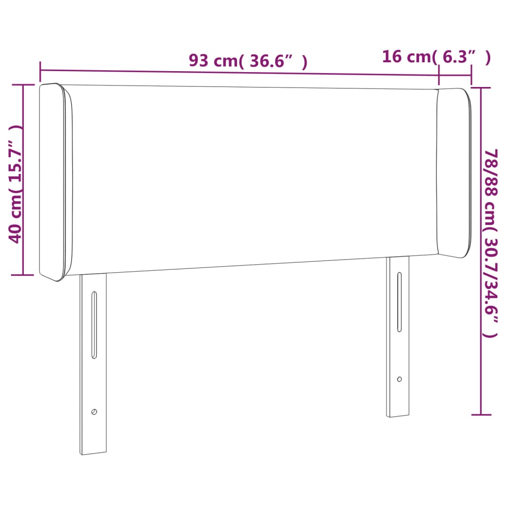 sengegavl med kanter 93x16x78/88 cm stof blå