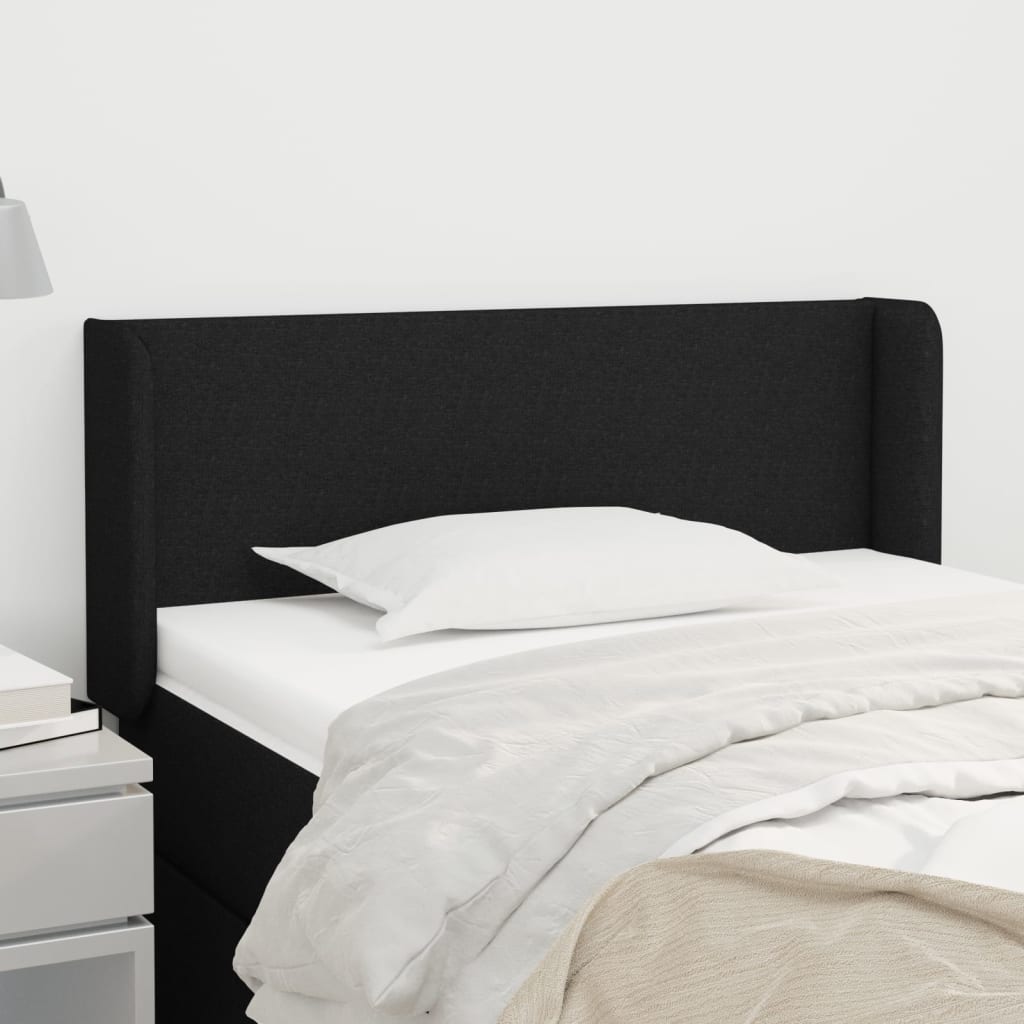sengegavl med kanter 103x16x78/88 cm stof sort