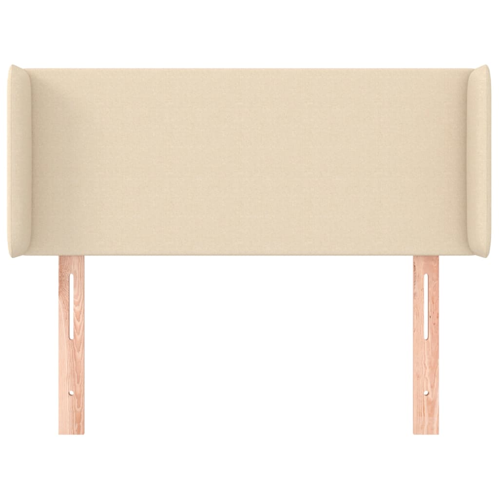 sengegavl med kanter 103x16x78/88 cm stof cremefarvet