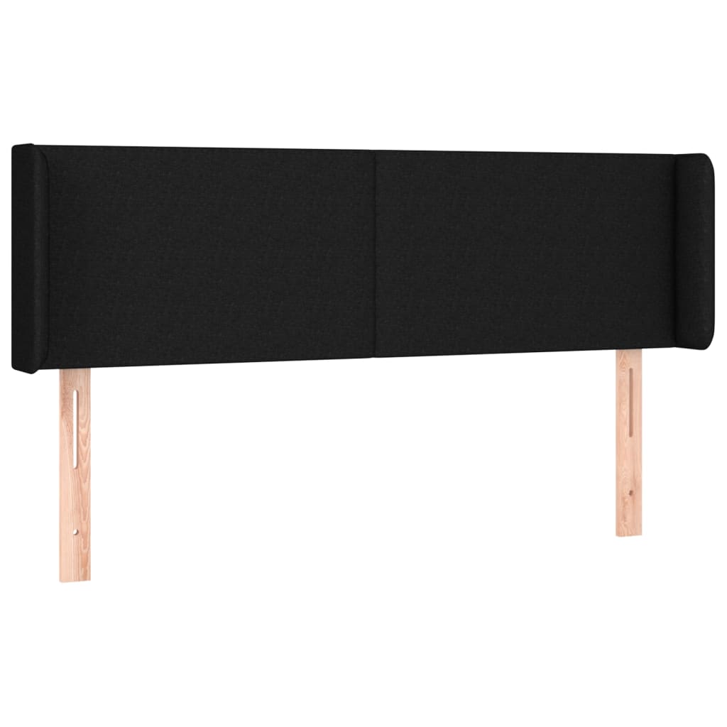 sengegavl med kanter 147x16x78/88 cm stof sort