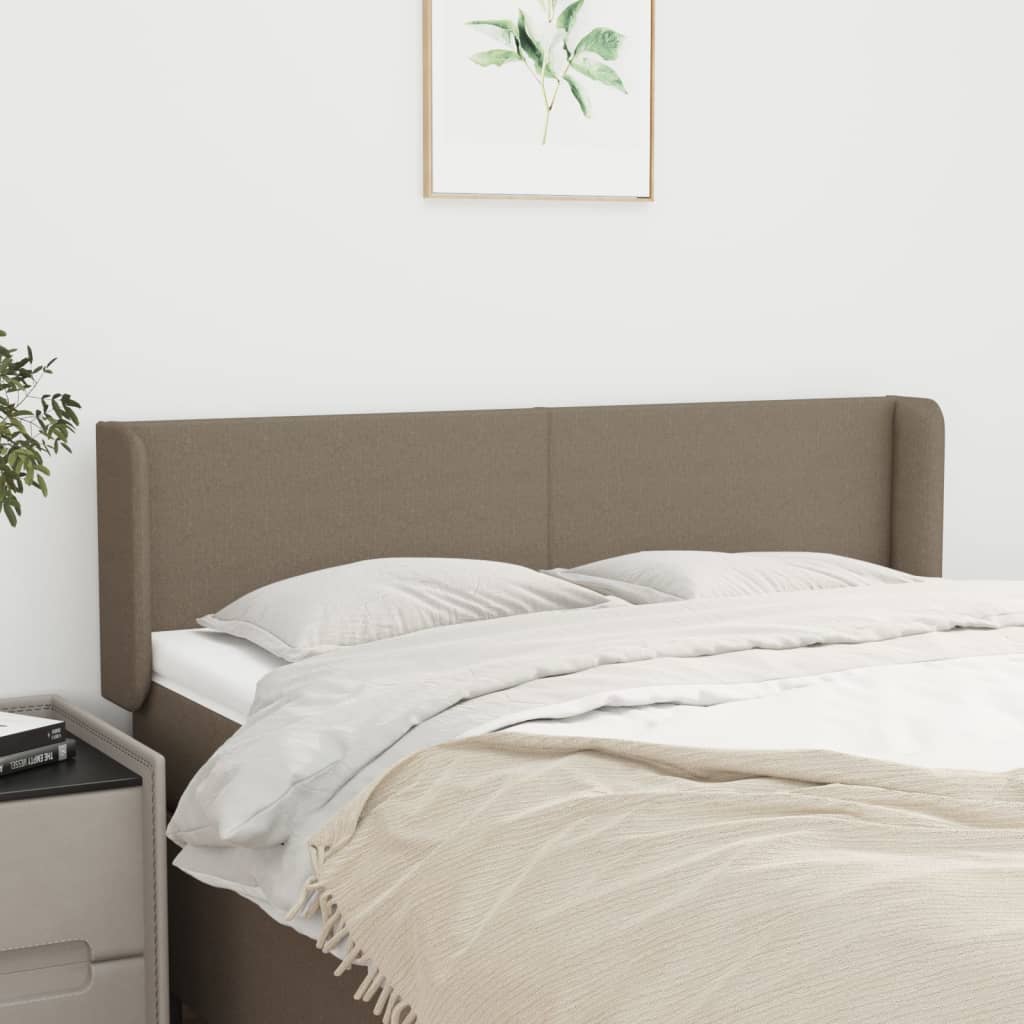 sengegavl med kanter 147x16x78/88 cm stof gråbrun