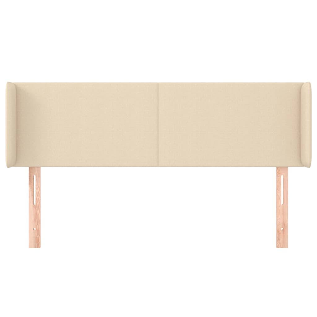 sengegavl med kanter 147x16x78/88 cm stof cremefarvet