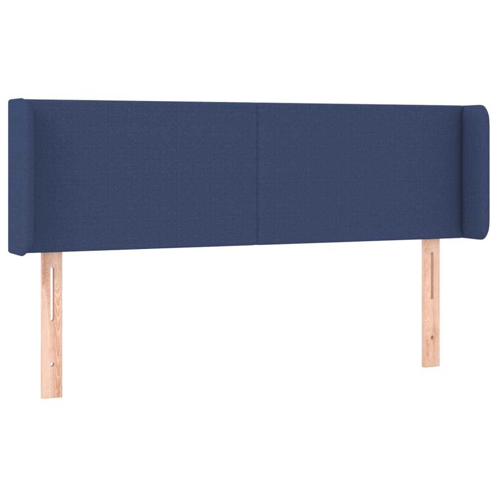 sengegavl med kanter 147x16x78/88 cm stof blå