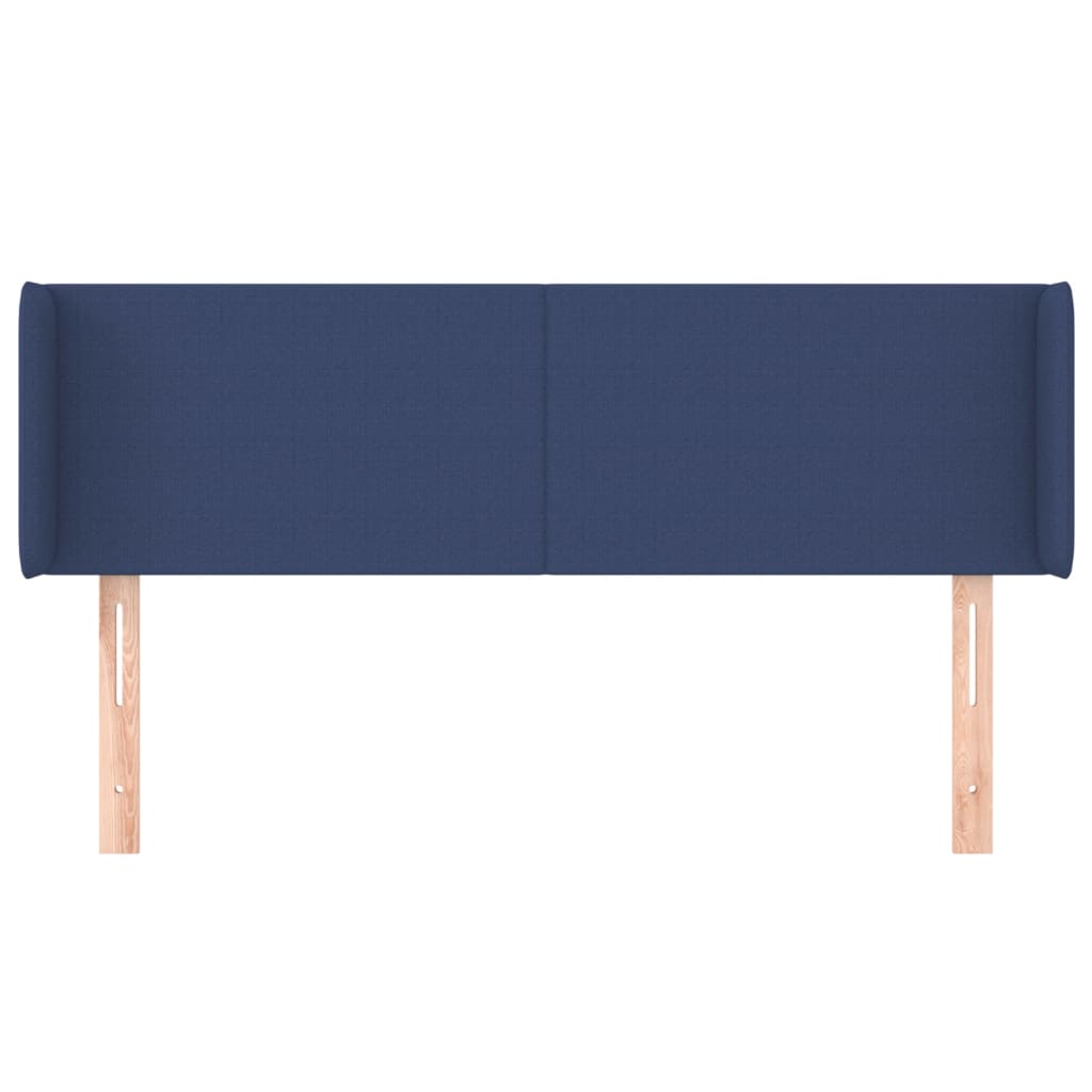 sengegavl med kanter 147x16x78/88 cm stof blå