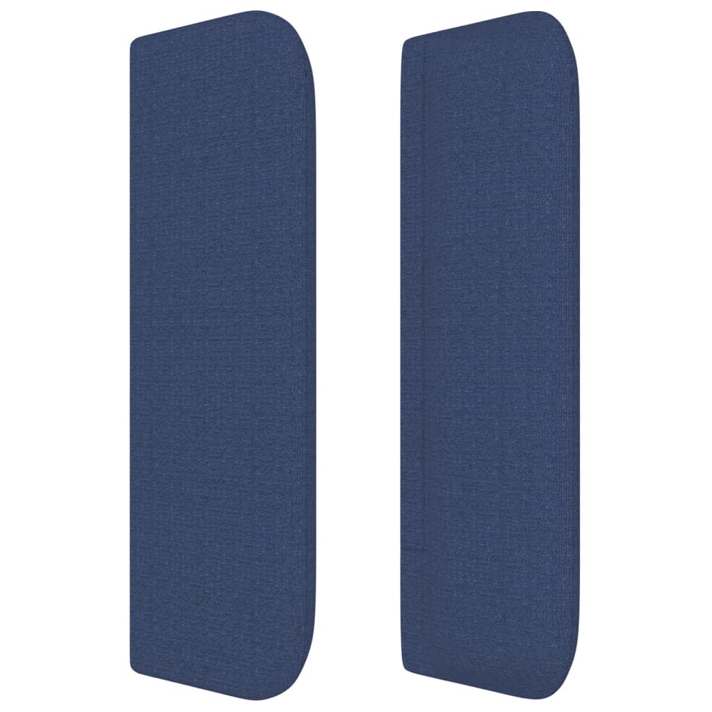 sengegavl med kanter 147x16x78/88 cm stof blå