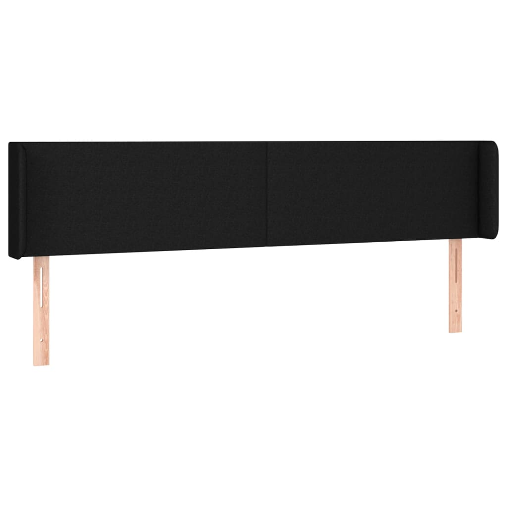 sengegavl med kanter 163x16x78/88 cm stof sort