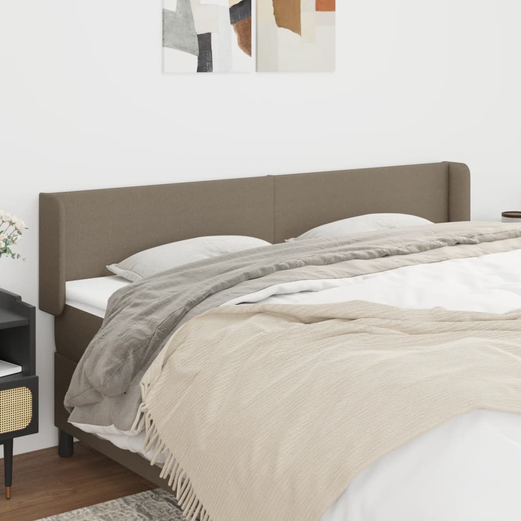 sengegavl med kanter 183x16x78/88 cm stof gråbrun