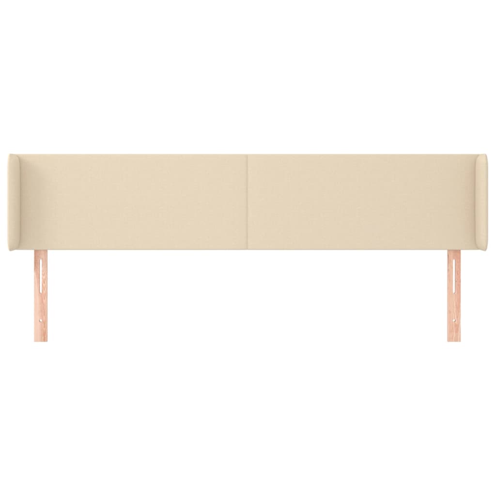 sengegavl med kanter 203x16x78/88 cm stof cremefarvet