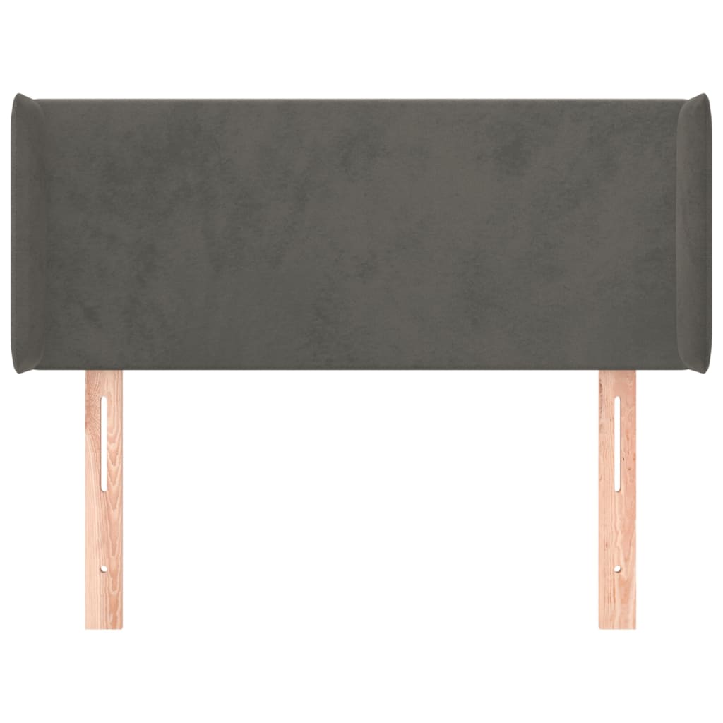 sengegavl med kanter 83x16x78/88 cm fløjl mørkegrå