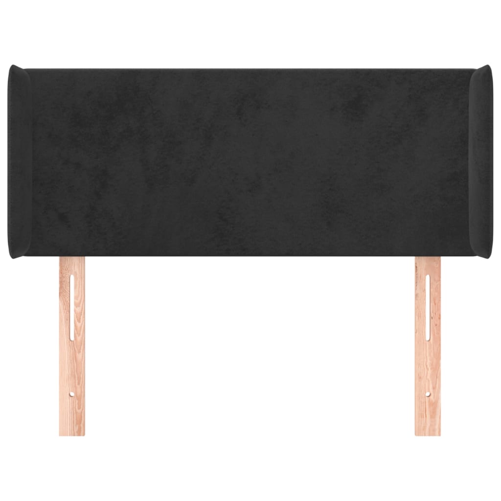 sengegavl med kanter 83x16x78/88 cm fløjl sort