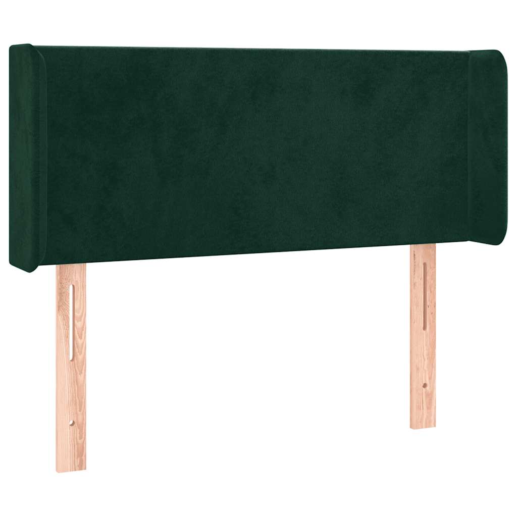sengegavl med kanter 83x16x78/88 cm fløjl mørkegrøn