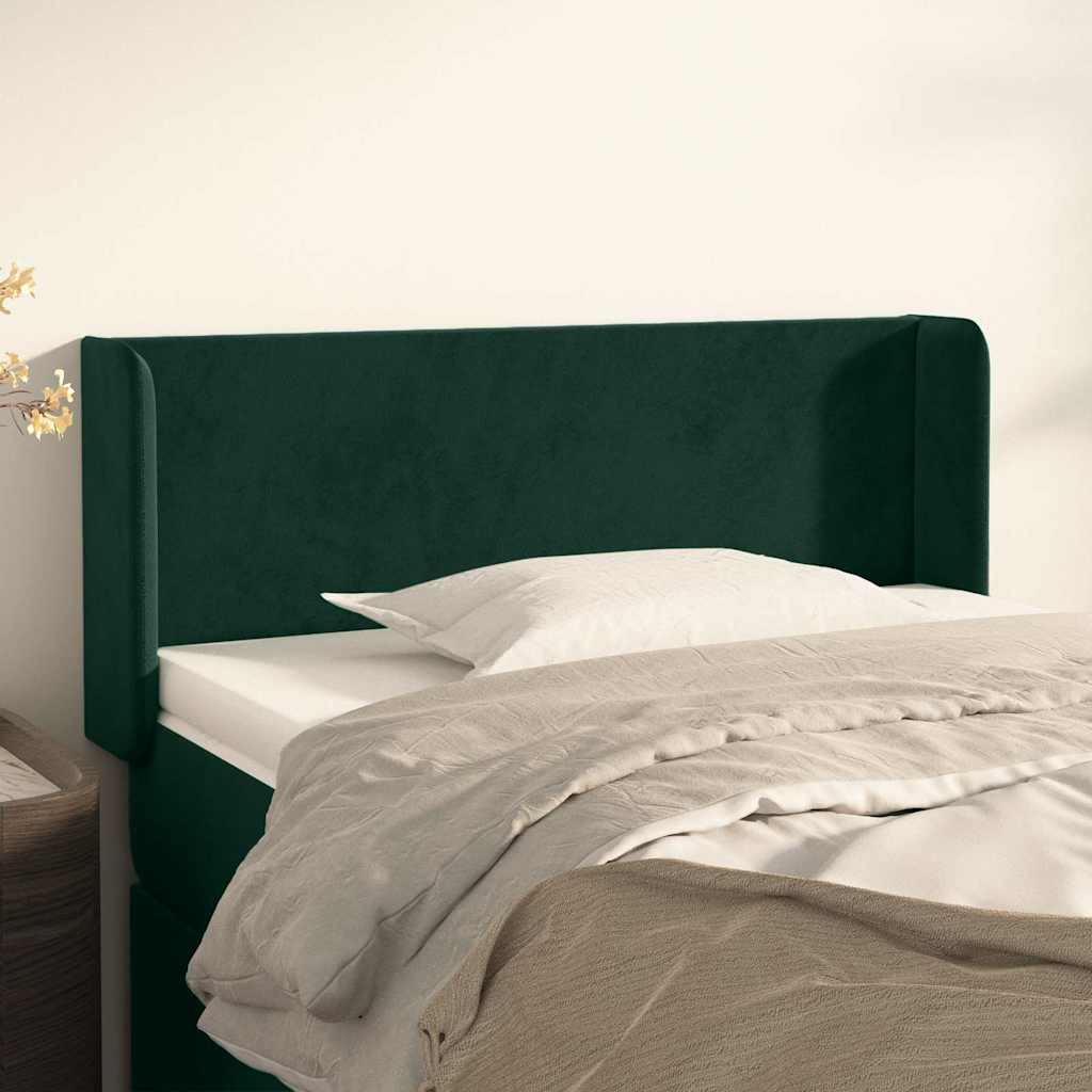 sengegavl med kanter 83x16x78/88 cm fløjl mørkegrøn