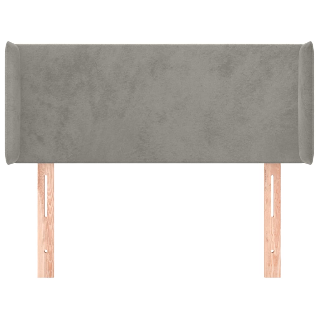 sengegavl med kanter 93x16x78/88 cm fløjl lysegrå