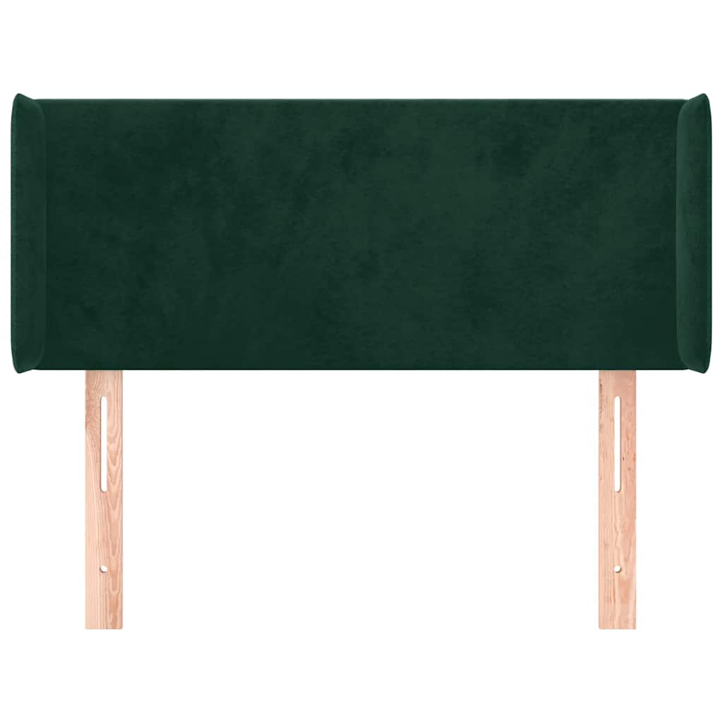 sengegavl med kanter 93x16x78/88 cm fløjl mørkegrøn