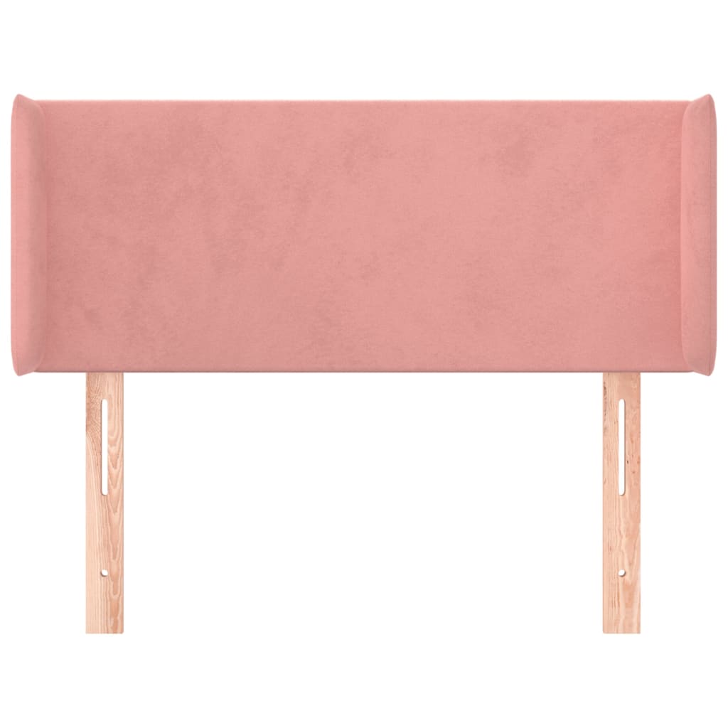 sengegavl med kanter 93x16x78/88 cm fløjl lyserød