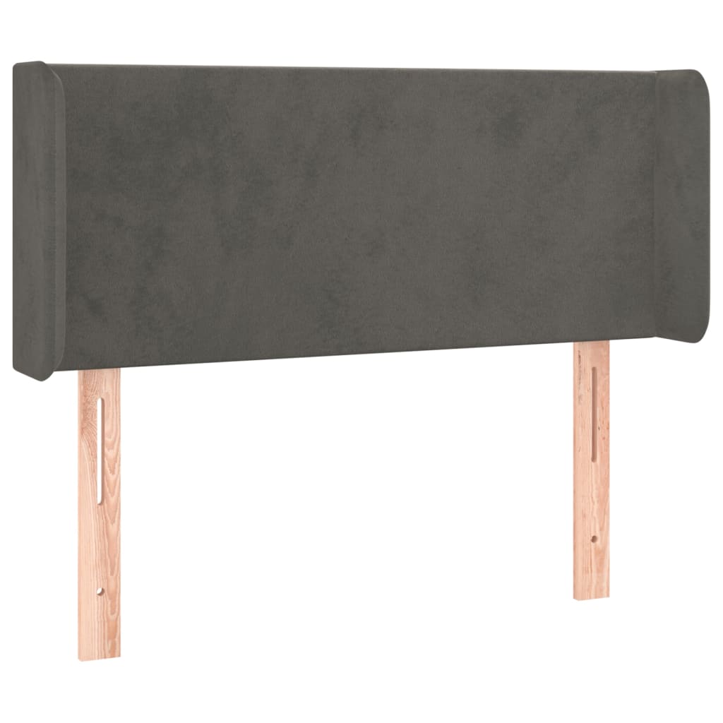 sengegavl med kanter 103x16x78/88 cm fløjl mørkegrå