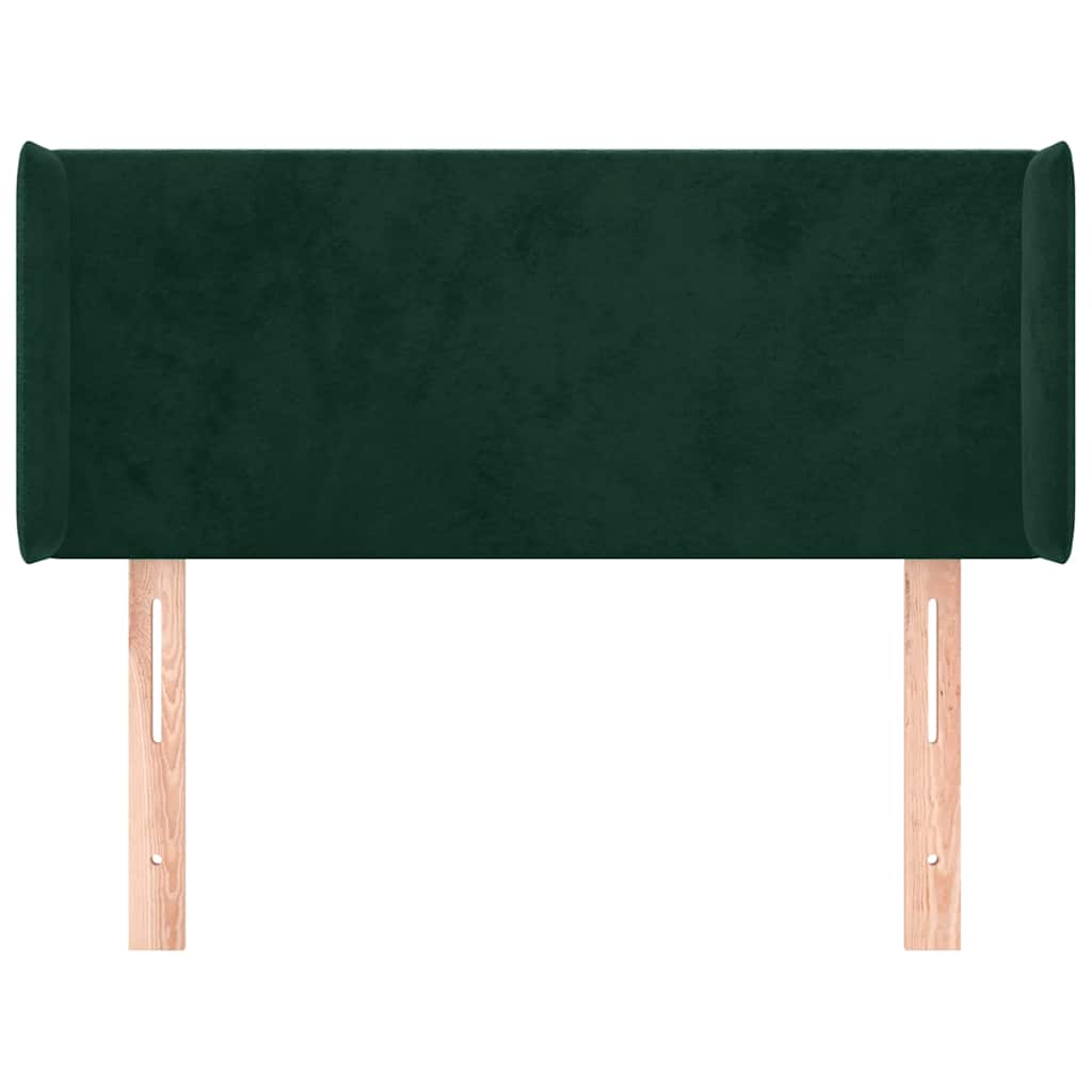 sengegavl med kanter 103x16x78/88 cm fløjl mørkegrøn