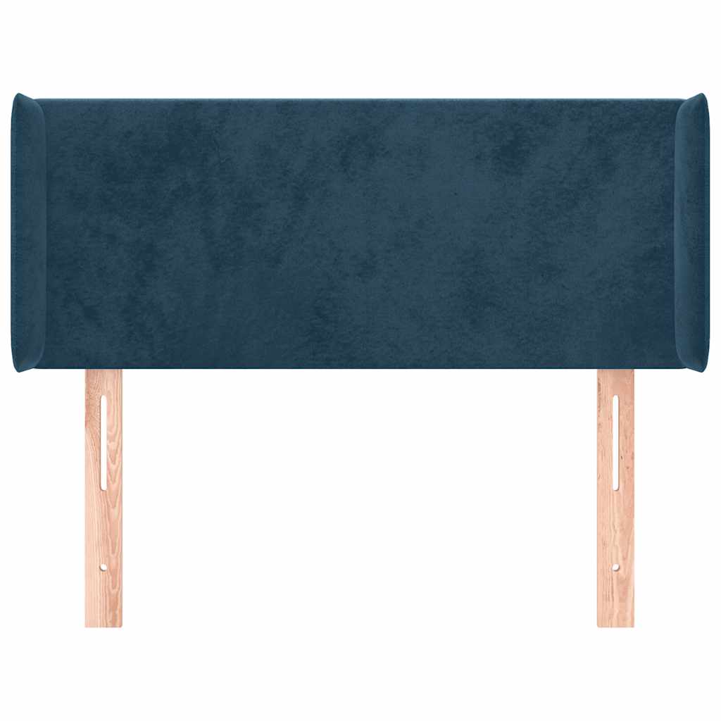 sengegavl med kanter 103x16x78/88 cm fløjl mørkeblå