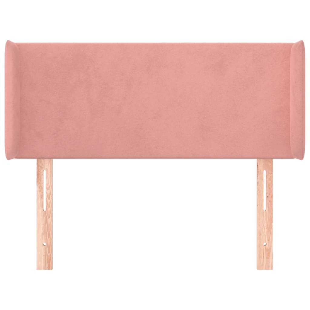 sengegavl med kanter 103x16x78/88 cm fløjl lyserød