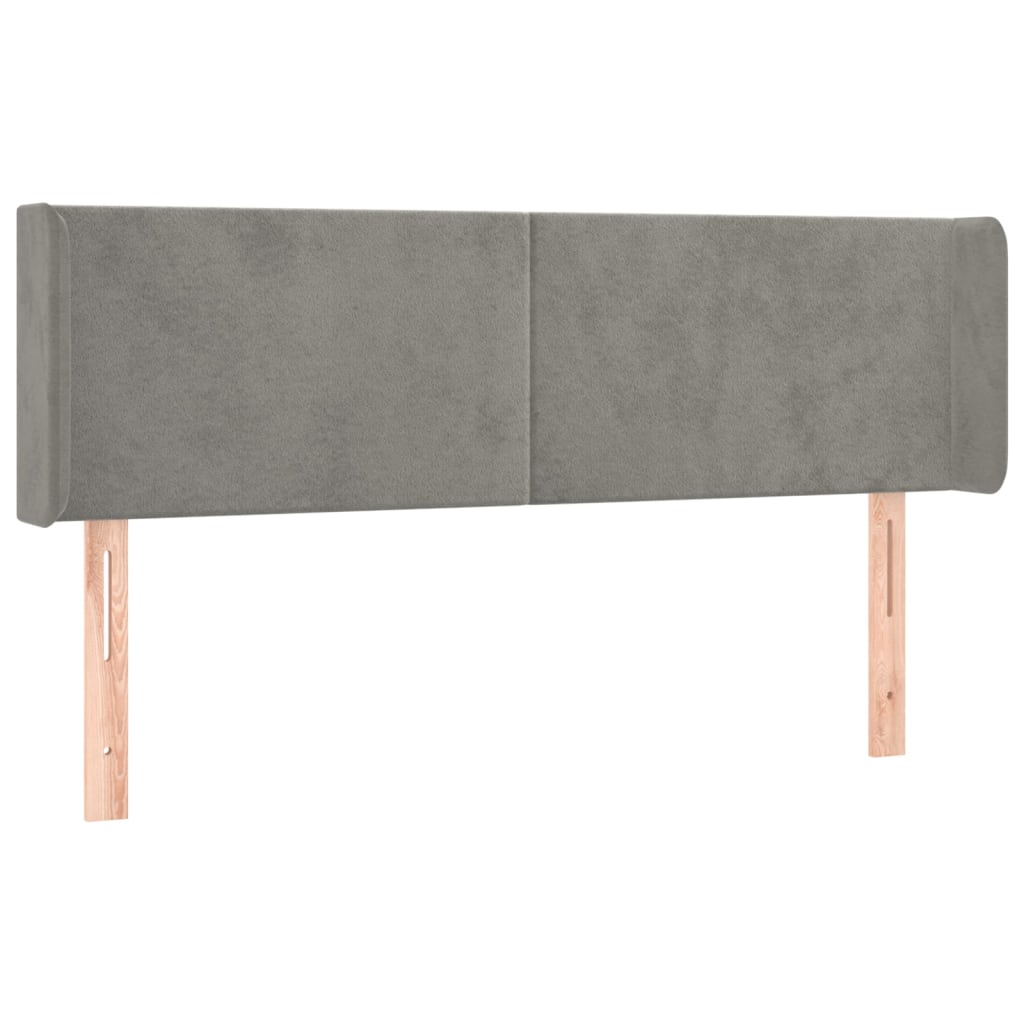 sengegavl med kanter 147x16x78/88 cm fløjl lysegrå