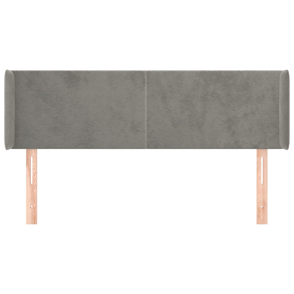 sengegavl med kanter 147x16x78/88 cm fløjl lysegrå