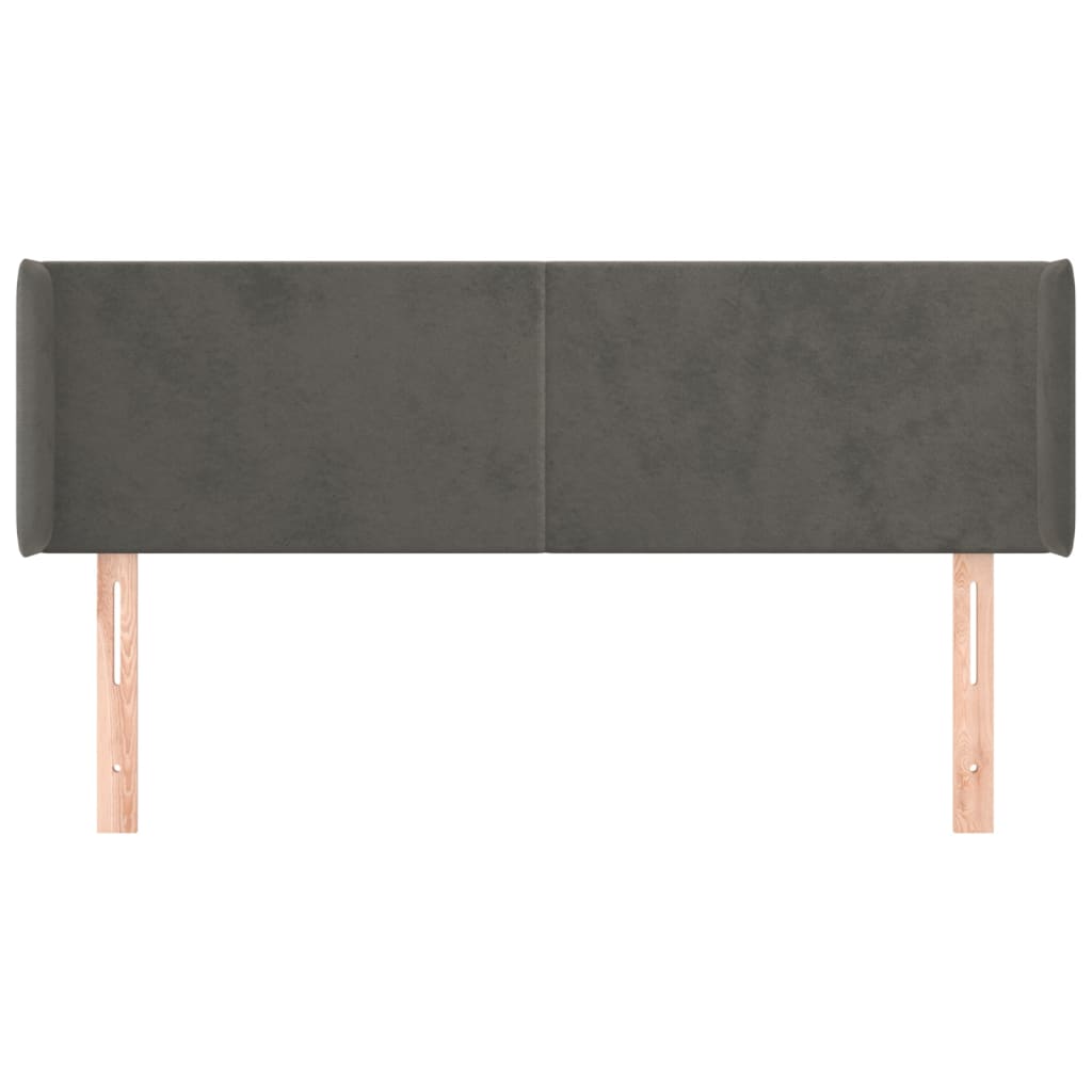 sengegavl med kanter 147x16x78/88 cm fløjl mørkegrå