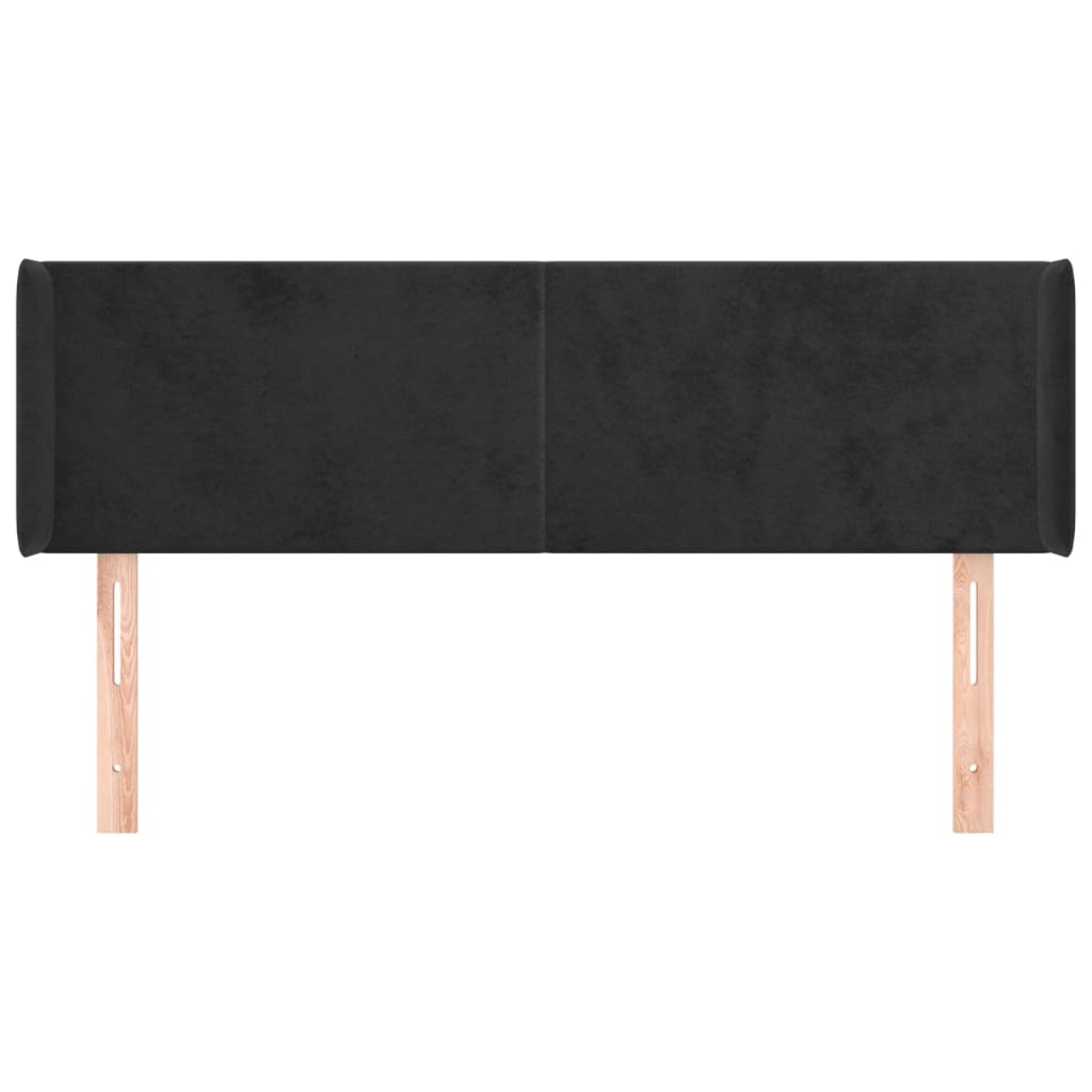 sengegavl med kanter 147x16x78/88 cm fløjl sort