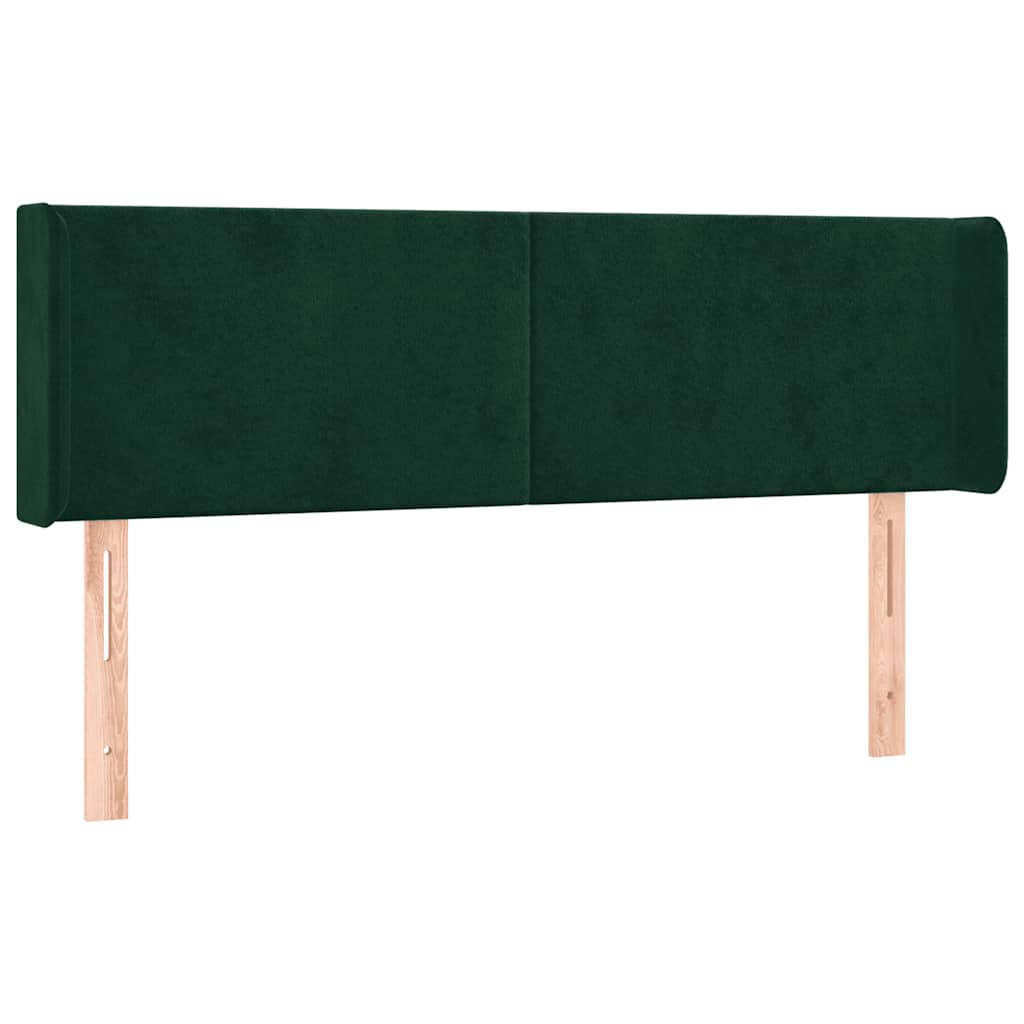 sengegavl med kanter 147x16x78/88 cm fløjl mørkegrøn