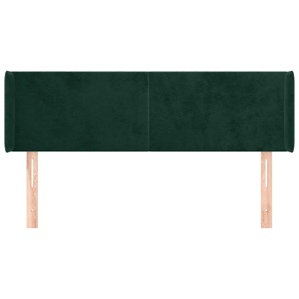 sengegavl med kanter 147x16x78/88 cm fløjl mørkegrøn
