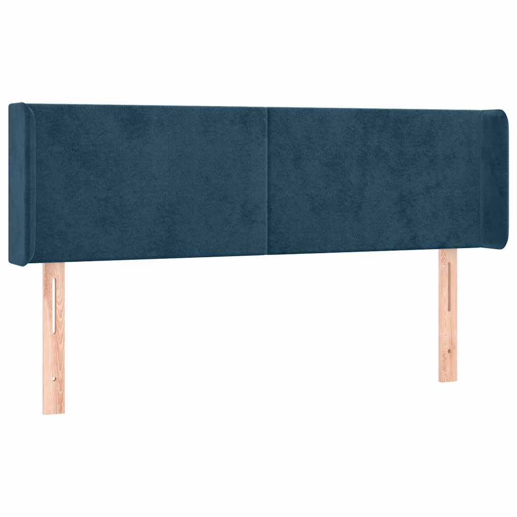 sengegavl med kanter 147x16x78/88 cm fløjl mørkeblå