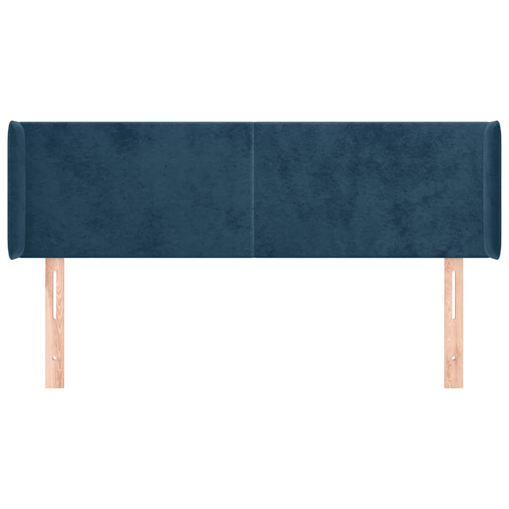 sengegavl med kanter 147x16x78/88 cm fløjl mørkeblå