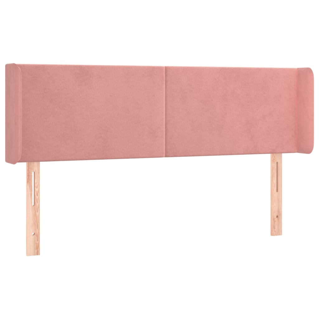 sengegavl med kanter 147x16x78/88 cm fløjl lyserød