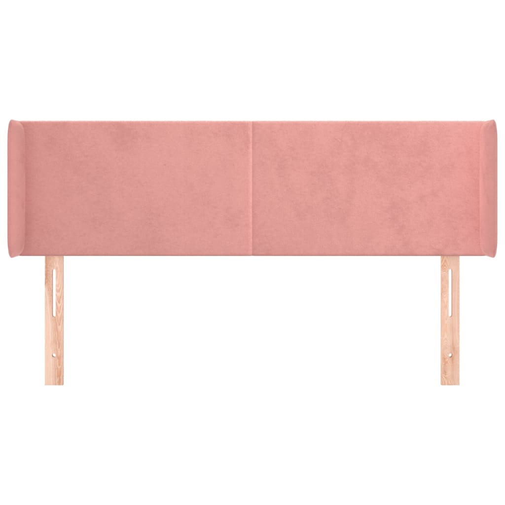 sengegavl med kanter 147x16x78/88 cm fløjl lyserød