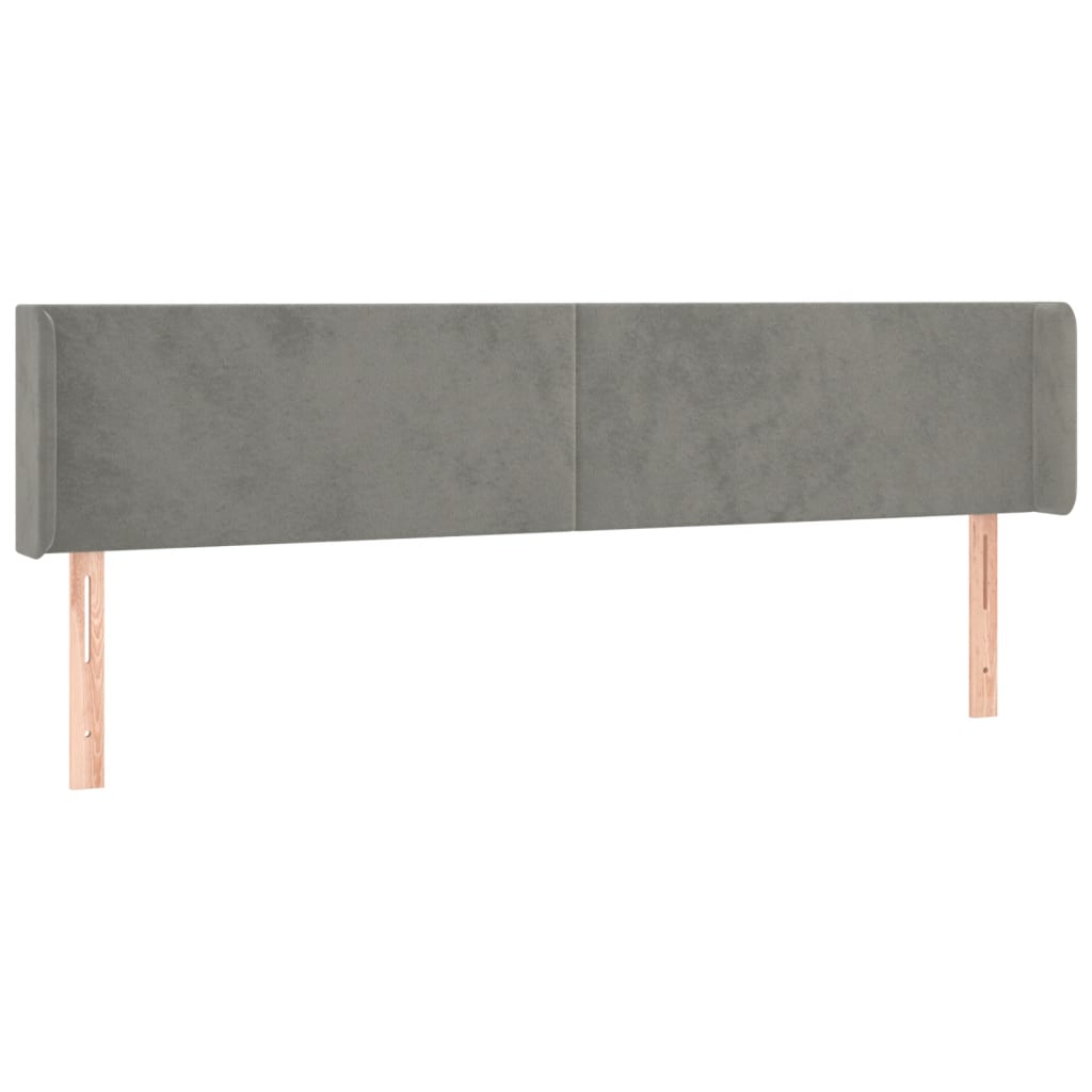 sengegavl med kanter 163x16x78/88 cm fløjl lysegrå